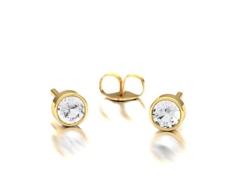 Single Diamond Stud Earrings/ Bezel Set Diamond Earrings/ Diamond Studs/ Minimalist Diamond Earrings/ Diamond Earrings