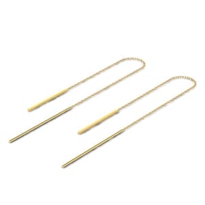 Two gold bar chain link earring / double gold bar earring / Pair of gold earrings
