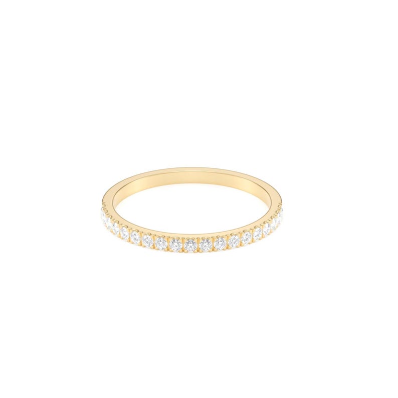 Pierścionek z diamentami na półwieczność/ Obrączka ślubna z diamentami/ Pierścionek z diamentami/ Cienka obrączka z mikro diamentami/ Minimalistyczny pierścionek z diamentami zdjęcie 3