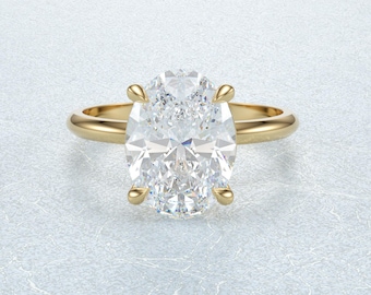 Certified 3 Carat Oval Lab Grown Diamond Engagement Ring • Oval Diamond Engagement Ring •  Oval Engagement Ring