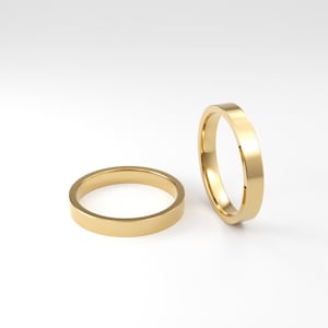 14k Solid Yellow Gold Flat Wedding Band | 2mm - 8mm Gold Wedding Ring | Polished Flat Comfort Fit Wedding Band | Personalized Wedding Ring image 5