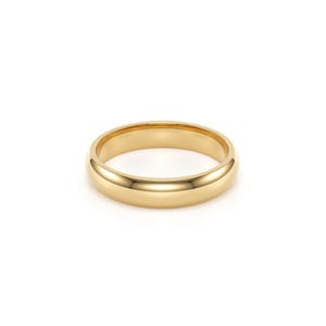 18k Solid Yellow Gold Domed Wedding Band | 2mm - 8mm Gold Ring | Classic Dome Comfort Fit Wedding Band | Men and Women's Engraved Ring image 6
