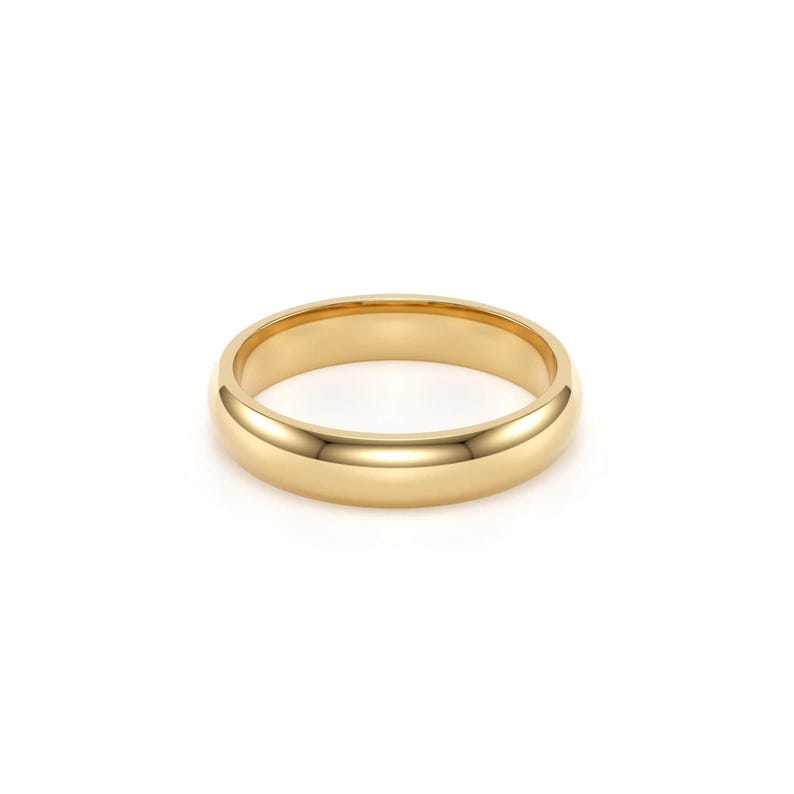18k Solid Yellow Gold Domed Wedding Band | 2mm - 8mm Gold Ring | Classic Dome Comfort Fit Wedding Band | Men and Women's Engraved Ring image 6