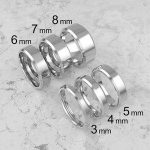 Platinum Beveled Edge Wedding Band | 3mm - 8mm Platinum Wedding Ring | High Polished Comfort Fit Wedding Band | Men and Women Engraved Ring