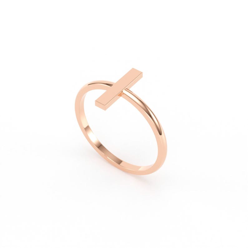 Square Gold Bar Ring/ 14k gold line ring/ Real Gold Stylish Ring/ minimalist gold bar ring/ modern square bar ring image 8