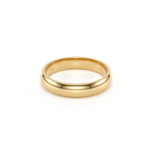 4mm 14k yellow solid gold classic dome comfort fit wedding band.