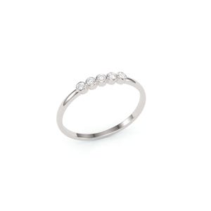 Diamond Bezel set Ring/ Dainty Diamond Ring/ 5 Stone Diamond Wedding Ring/ Five Stone Round Diamond Wedding Ring/ Bezel set Diamond Band image 5