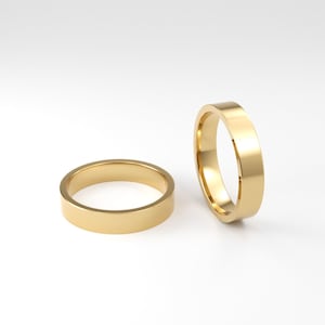 14k Solid Yellow Gold Flat Wedding Band | 2mm - 8mm Gold Wedding Ring | Polished Flat Comfort Fit Wedding Band | Personalized Wedding Ring image 6