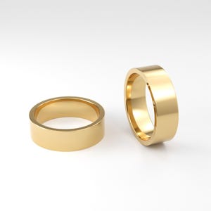 14k Solid Yellow Gold Flat Wedding Band | 2mm - 8mm Gold Wedding Ring | Polished Flat Comfort Fit Wedding Band | Personalized Wedding Ring image 8