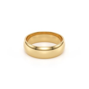 6mm 14k yellow solid gold classic dome comfort fit wedding band.