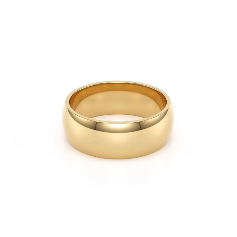 18k Solid Yellow Gold Domed Wedding Band | 2mm - 8mm Gold Ring | Classic Dome Comfort Fit Wedding Band | Men and Women's Engraved Ring image 9
