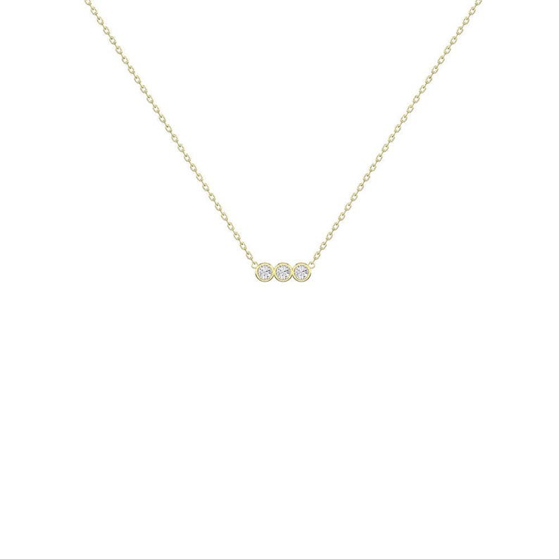 3 Stone Necklace/ Bezel Set Diamond Necklace/ 3 Diamond - Etsy