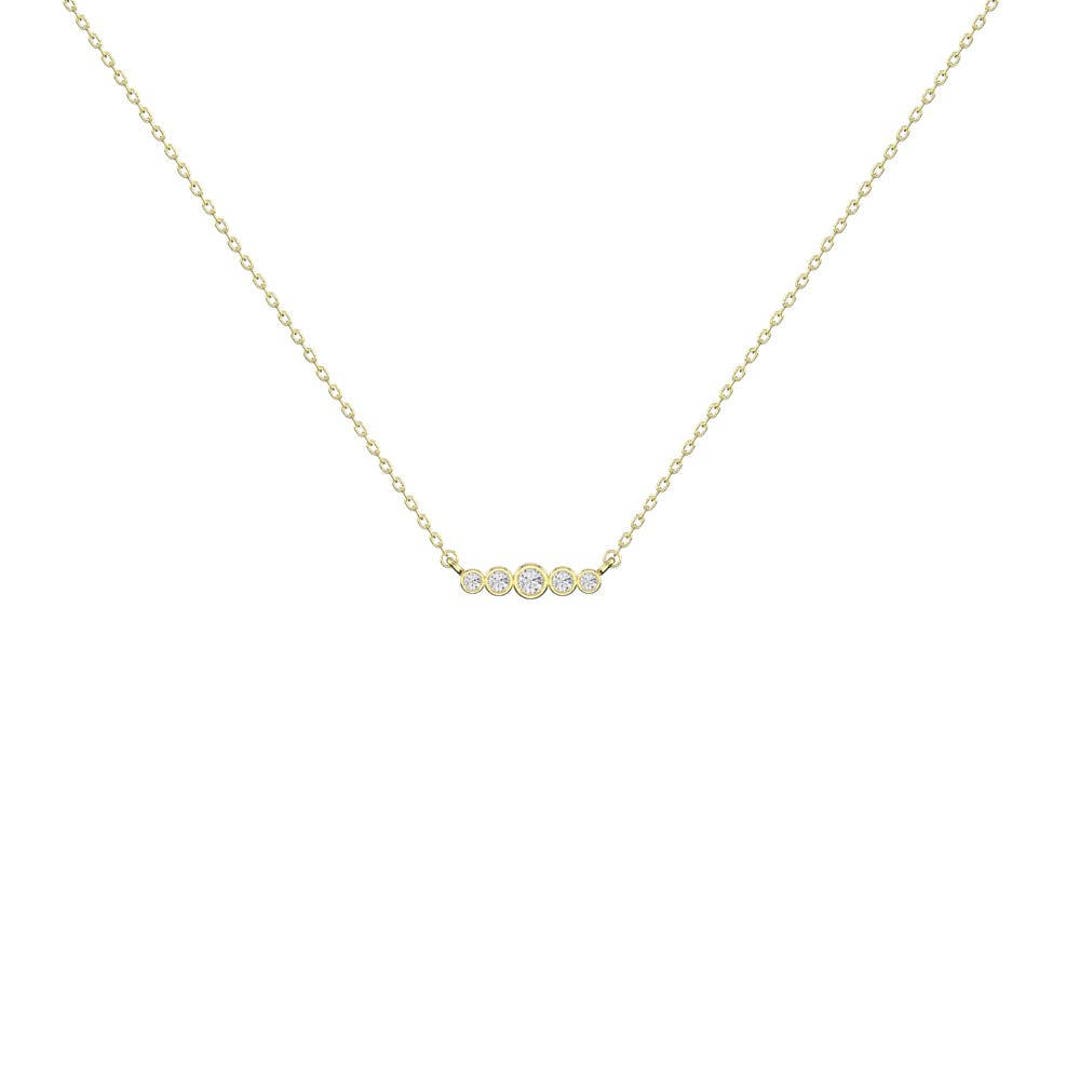 Diamond Cluster Necklace/ 5 Stone Diamond Necklace/ Bezel Set Necklace ...