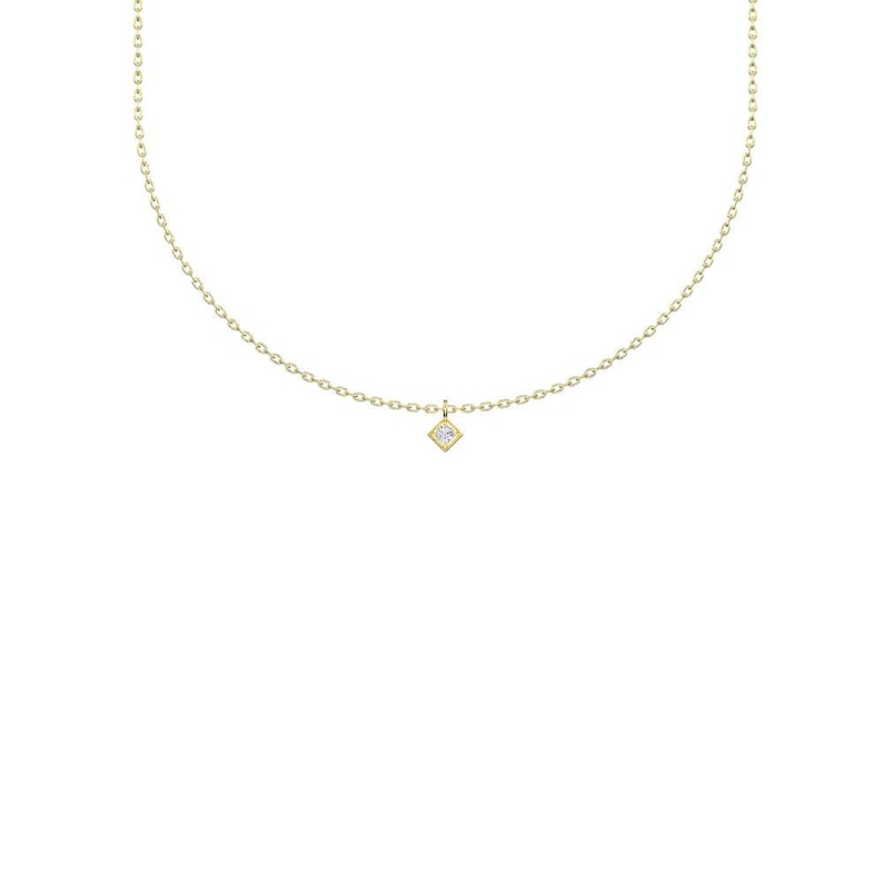 Diamond Solitaire Necklace / 14k Gold Diamond Prong Set | Etsy