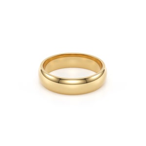 5mm 14k yellow solid gold classic dome comfort fit wedding band.