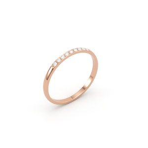 Diamond Stacking Ring/ Diamond Wedding Ring/ Real Gold Thin Diamond Wedding Ring/ Micro Pave Thin Diamond Band image 8