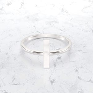 Square Gold Bar Ring/ 14k gold line ring/ Real Gold Stylish Ring/ minimalist gold bar ring/ modern square bar ring image 4