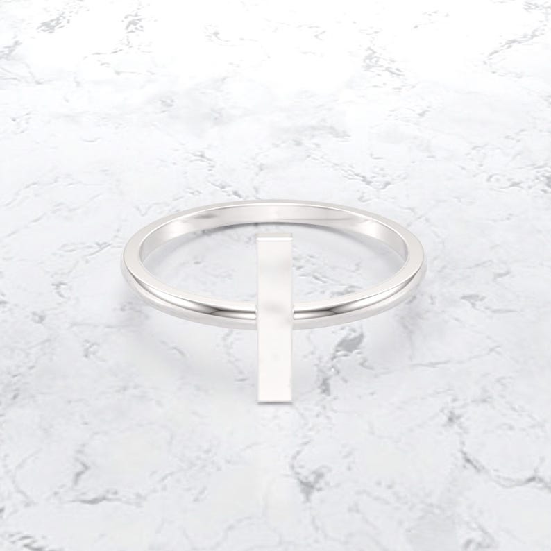 Square Gold Bar Ring/ 14k gold line ring/ Real Gold Stylish Ring/ minimalist gold bar ring/ modern square bar ring image 4