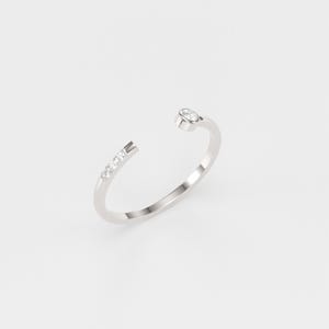 Open Diamond Ring/ Thin Diamond Wedding Band/ Dainty Diamond Ring/ Bezel set Diamond Band image 5
