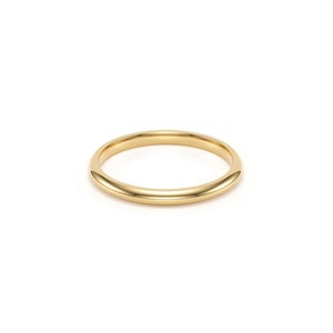 2mm 14k yellow solid gold classic dome comfort fit wedding band.