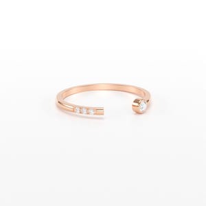 Open Diamond Ring/ Thin Diamond Wedding Band/ Dainty Diamond Ring/ Bezel set Diamond Band image 9
