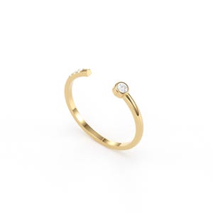 Open Diamond Ring/ Thin Diamond Wedding Band/ Dainty Diamond Ring/ Bezel set Diamond Band image 2