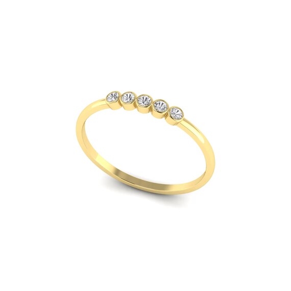 Diamond Bezel Set Ring/ Dainty Diamond Ring/ 5 Stone Diamond | Etsy