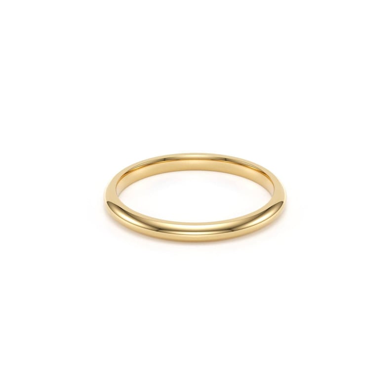 18k Solid Yellow Gold Domed Wedding Band | 2mm - 8mm Gold Ring | Classic Dome Comfort Fit Wedding Band | Men and Women's Engraved Ring image 4