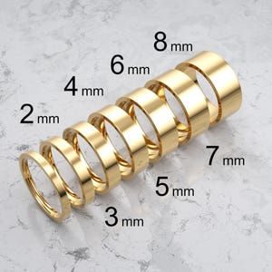 14k Solid Yellow Gold Flat Wedding Band | 2mm - 8mm Gold Wedding Ring | Polished Flat Comfort Fit Wedding Band | Personalized Wedding Ring