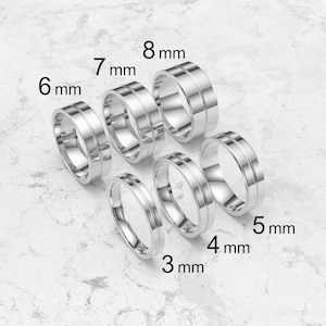 Solid Platinum Flat Single Groove Wedding Band, 3mm-8mm Platinum Wedding Ring, High Polish Comfort Fit Band, Personalized Wedding Ring