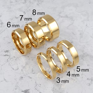 18k Solid Yellow Gold Beveled Edge Wedding Band | 3mm - 8mm Gold Wedding Ring | High Polished Comfort Fit Wedding Band | Personalized Ring