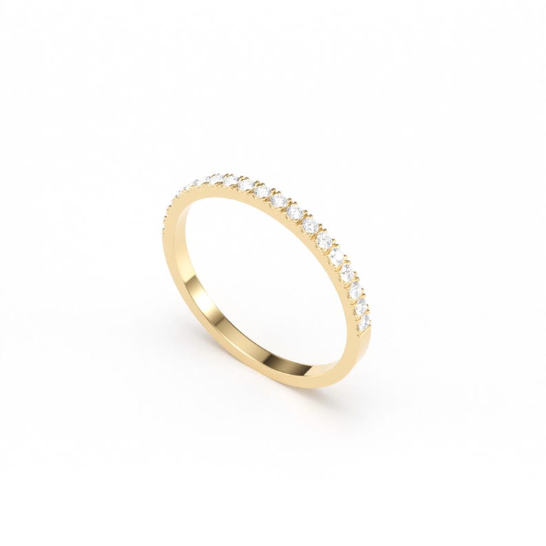 Pierścionek z diamentami na półwieczność/ Obrączka ślubna z diamentami/ Pierścionek z diamentami/ Cienka obrączka z mikro diamentami/ Minimalistyczny pierścionek z diamentami zdjęcie 2