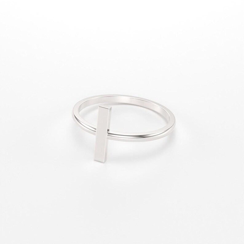 Square Gold Bar Ring/ 14k gold line ring/ Real Gold Stylish Ring/ minimalist gold bar ring/ modern square bar ring image 6