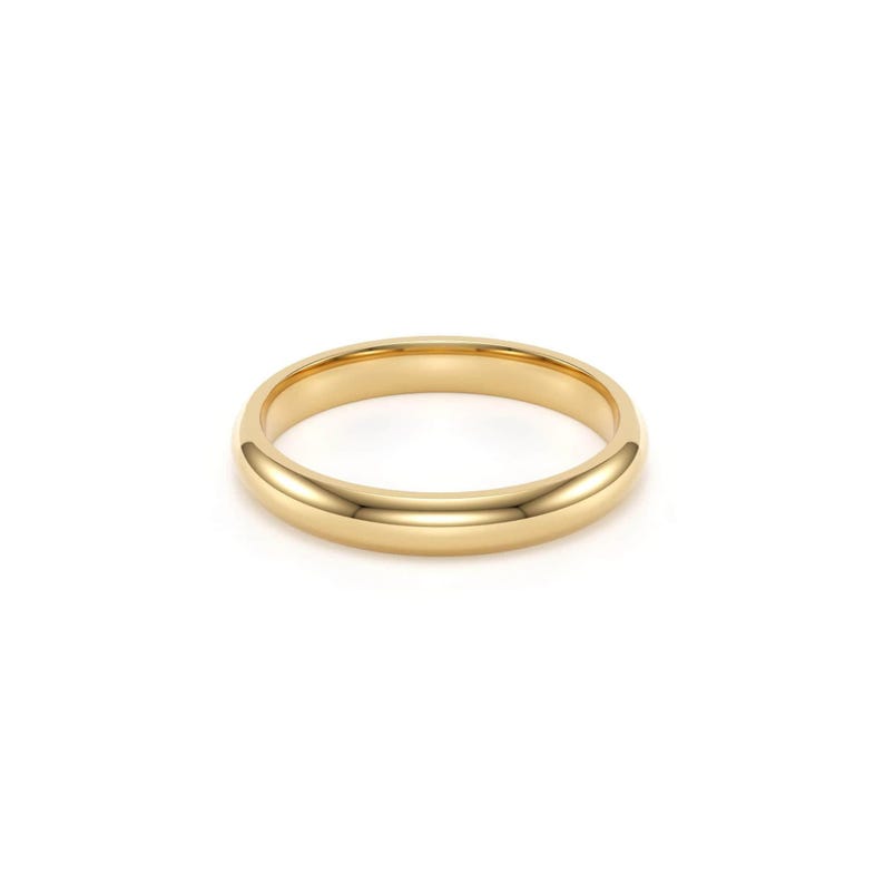 18k Solid Yellow Gold Domed Wedding Band | 2mm - 8mm Gold Ring | Classic Dome Comfort Fit Wedding Band | Men and Women's Engraved Ring image 5