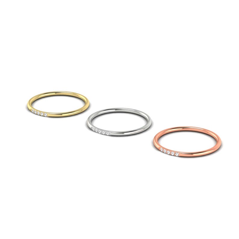 Diamond Stacking Ring/ Diamond Wedding Ring/ Real Gold Thin - Etsy