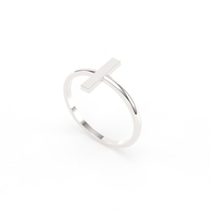 Square Gold Bar Ring/ 14k gold line ring/ Real Gold Stylish Ring/ minimalist gold bar ring/ modern square bar ring image 5