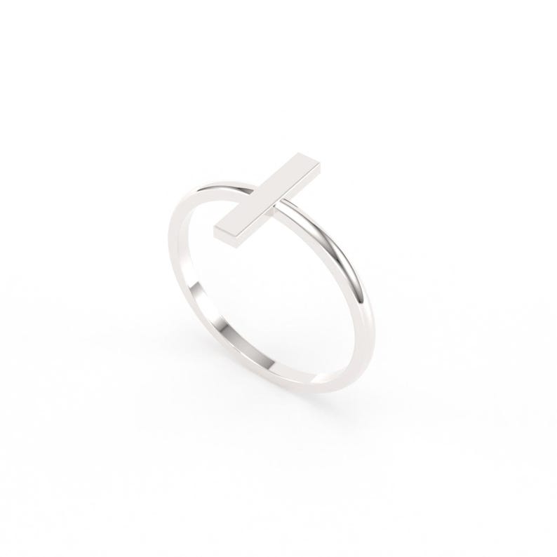 Square Gold Bar Ring/ 14k gold line ring/ Real Gold Stylish Ring/ minimalist gold bar ring/ modern square bar ring image 5