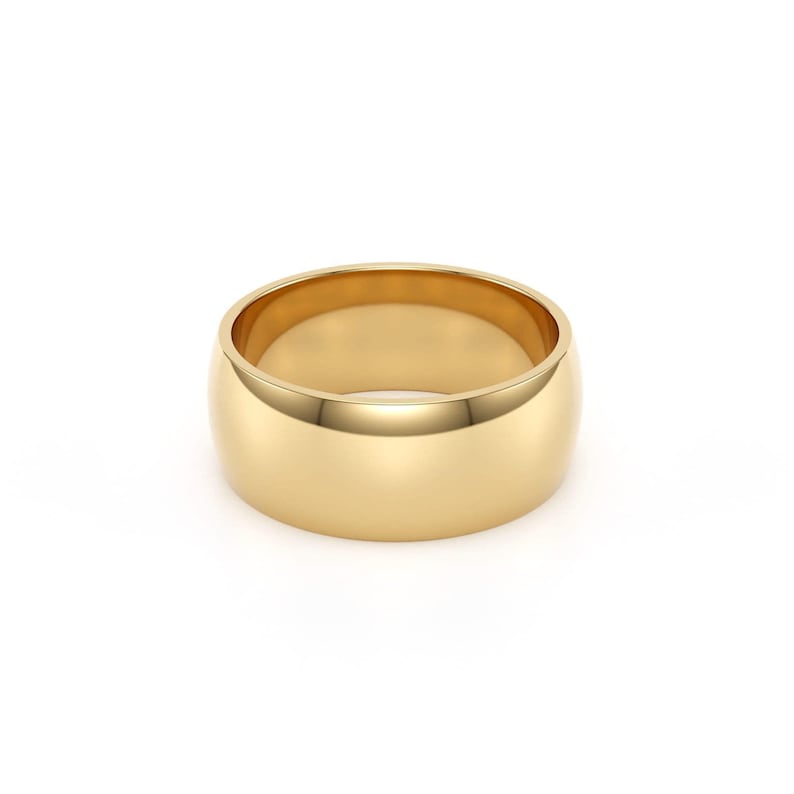18k Solid Yellow Gold Domed Wedding Band | 2mm - 8mm Gold Ring | Classic Dome Comfort Fit Wedding Band | Men and Women's Engraved Ring image 10