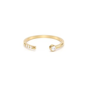 Open Diamond Ring/ Thin Diamond Wedding Band/ Dainty Diamond Ring/ Bezel set Diamond Band image 3