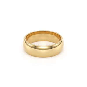 18k Solid Yellow Gold Domed Wedding Band | 2mm - 8mm Gold Ring | Classic Dome Comfort Fit Wedding Band | Men and Women's Engraved Ring image 8