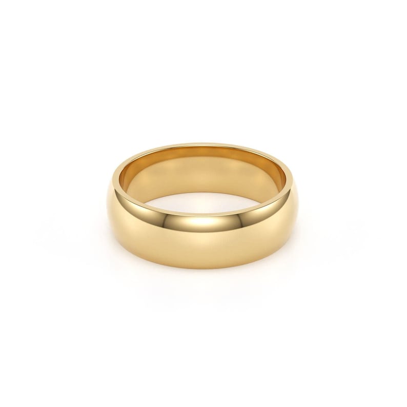 18k Solid Yellow Gold Domed Wedding Band | 2mm - 8mm Gold Ring | Classic Dome Comfort Fit Wedding Band | Men and Women's Engraved Ring image 8