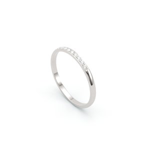 Diamond Stacking Ring/ Diamond Wedding Ring/ Real Gold Thin Diamond Wedding Ring/ Micro Pave Thin Diamond Band image 5