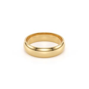 18k Solid Yellow Gold Domed Wedding Band | 2mm - 8mm Gold Ring | Classic Dome Comfort Fit Wedding Band | Men and Women's Engraved Ring image 7