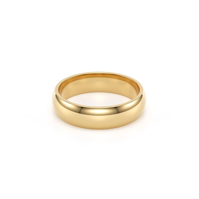 18k Solid Yellow Gold Domed Wedding Band | 2mm - 8mm Gold Ring | Classic Dome Comfort Fit Wedding Band | Men and Women's Engraved Ring image 7