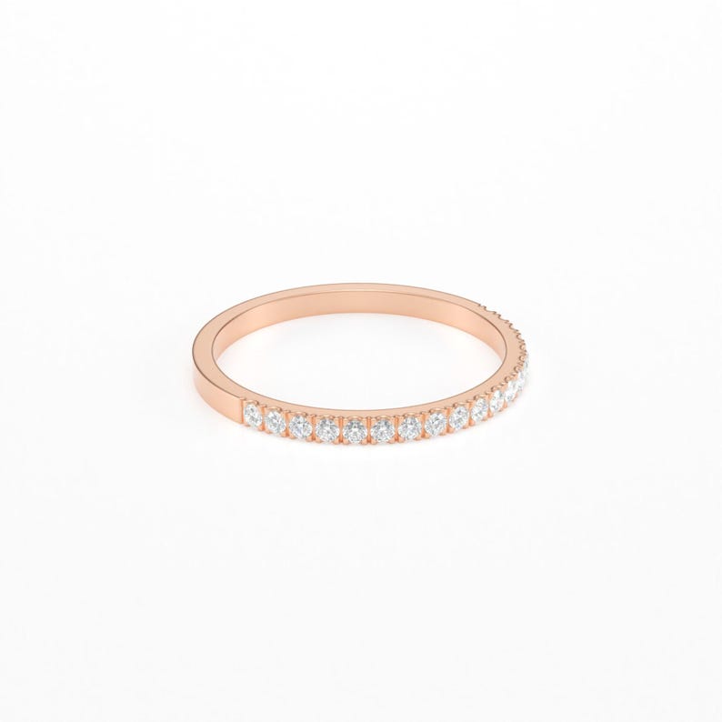 Pierścionek z diamentami na półwieczność/ Obrączka ślubna z diamentami/ Pierścionek z diamentami/ Cienka obrączka z mikro diamentami/ Minimalistyczny pierścionek z diamentami zdjęcie 9