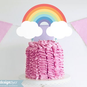 Rainbow Cake Topper DIY Printable Party Sign