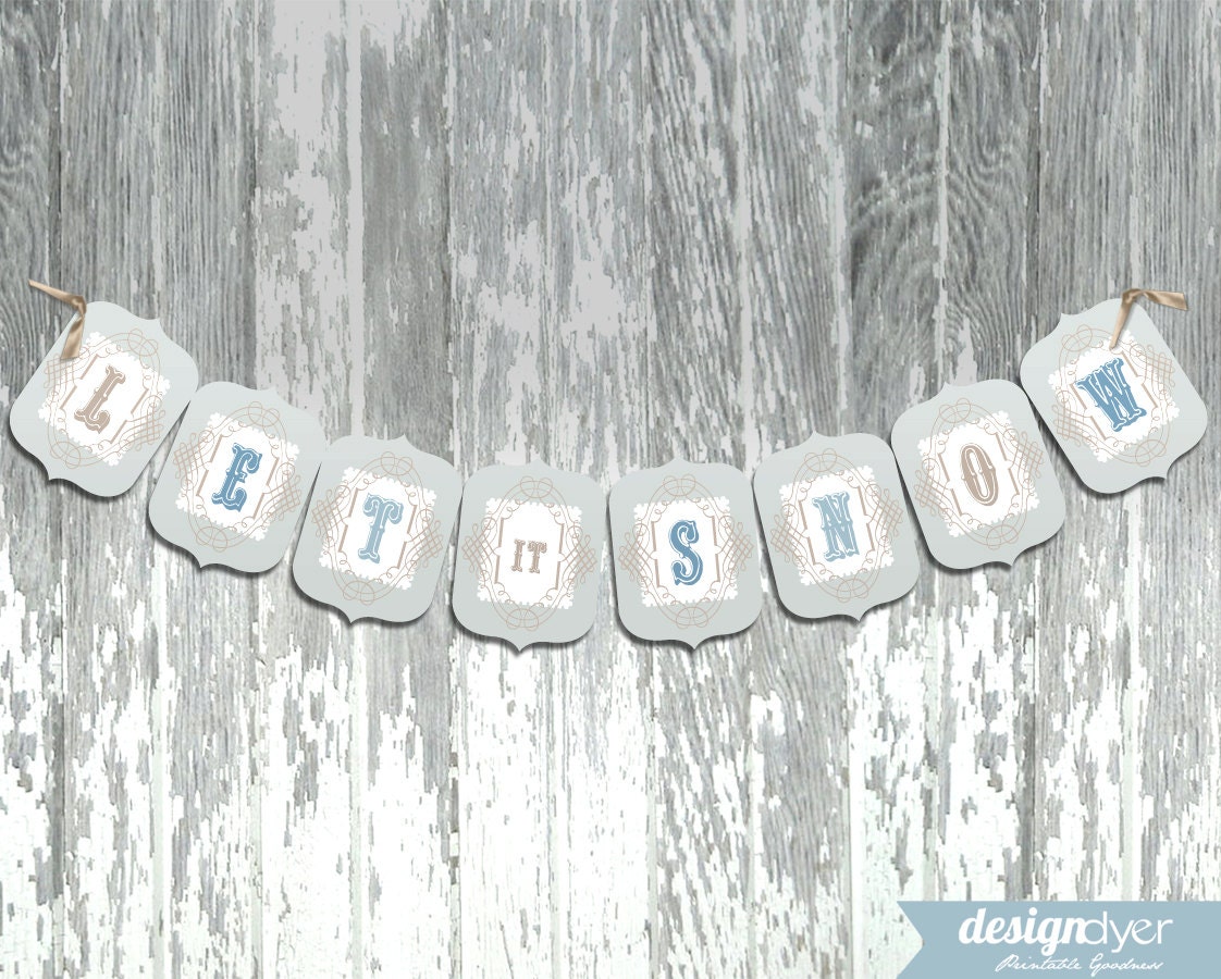 Let It Snow Printable Winter Themed Christmas Holiday Banner INSTANT ...