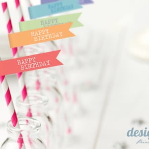 Regenboog Happy Birthday Drink vlaggen DIY afdrukbare INSTANT DOWNLOAD
