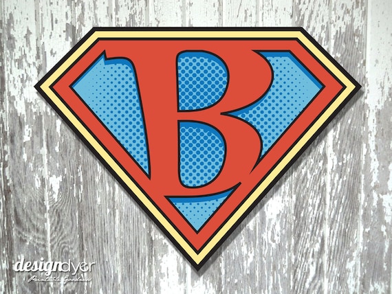 Superhero Initial b Sign Large 26x20 | Etsy