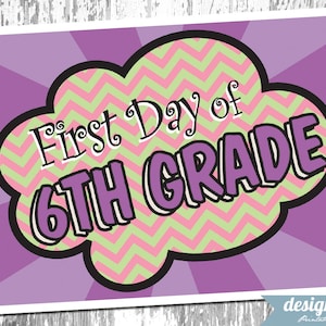 First Day Of School Printable Signs Pre-K through Grade 12 Girl Superhero Theme - INSTANT DOWNLOAD